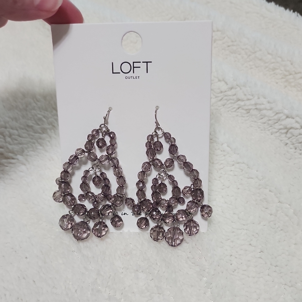 LOFT Silver Chandelier Earrings with Intricate Scrollwork